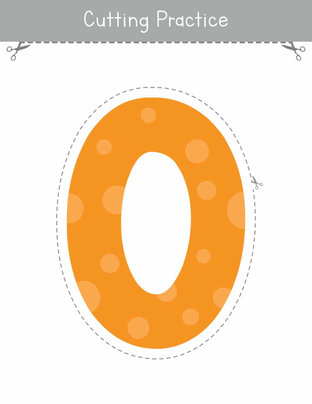 LETTER SIZE Cutting practice worksheets NUMBERS 0 TO 10