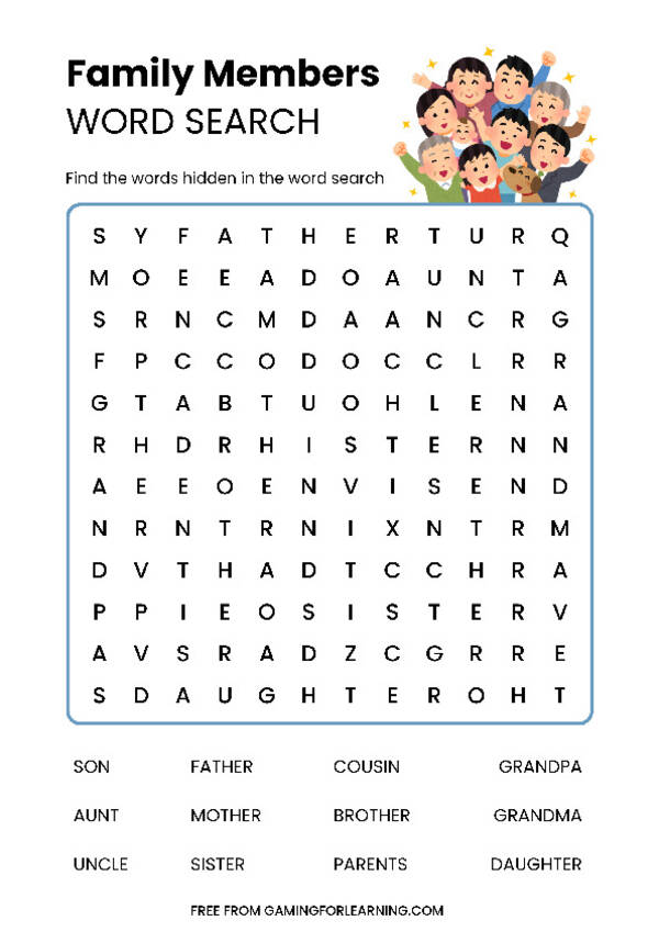 Family Members Word Search